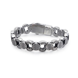 Bracciale Da Uomo In Titanio Con Teschio E Ossa Incrociate