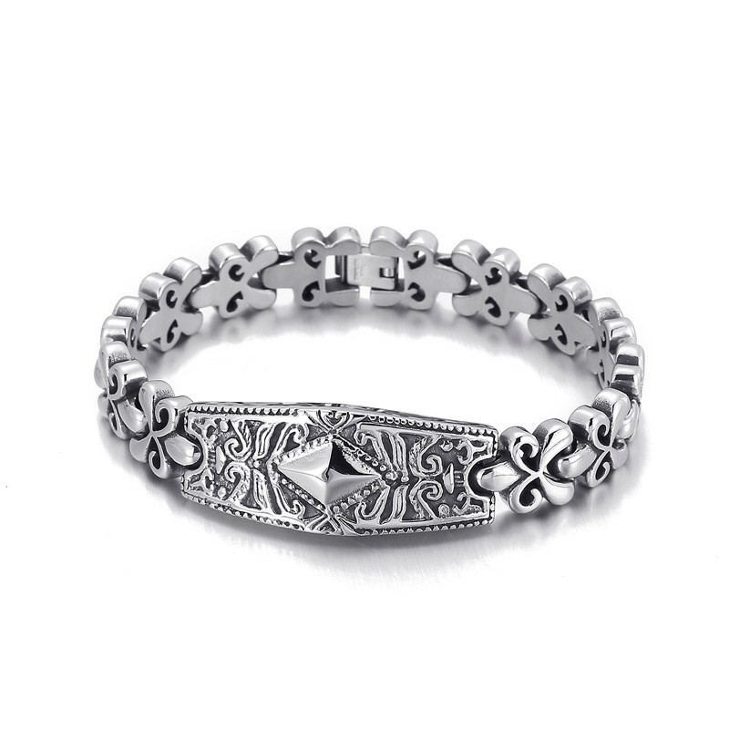 Bracciale In Titanio A Forma Di Diamante Del Marchio Fashion Flower Bay Per Uomo Bracciale In Titanio A Forma Di Diamante Del Marchio Fashion Flower Bay Per Uomo