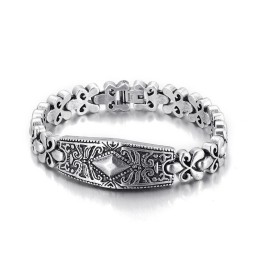 Bracciale In Titanio A Forma Di Diamante Del Marchio Fashion Flower Bay Per Uomo