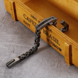 Bracciale In Titanio Con Croce Curva Sul Retro Per Uomo