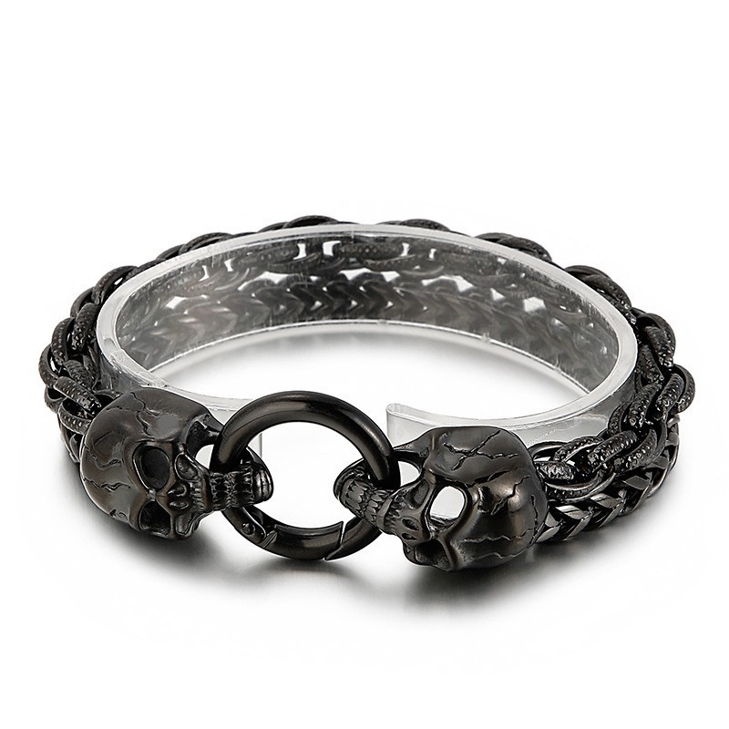 Bracciale Da Uomo In Titanio Con Teschio, Stile Chic E Alla Moda Bracciale Da Uomo In Titanio Con Teschio, Stile Chic E Alla Moda