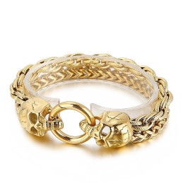 Bracciale In Titanio Con Teschio, Stile Chic E Alla Moda, Per Uomo