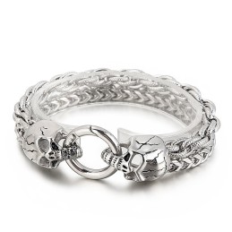 Bracciale In Titanio Con Teschio, Stile Chic E Alla Moda, Per Uomo