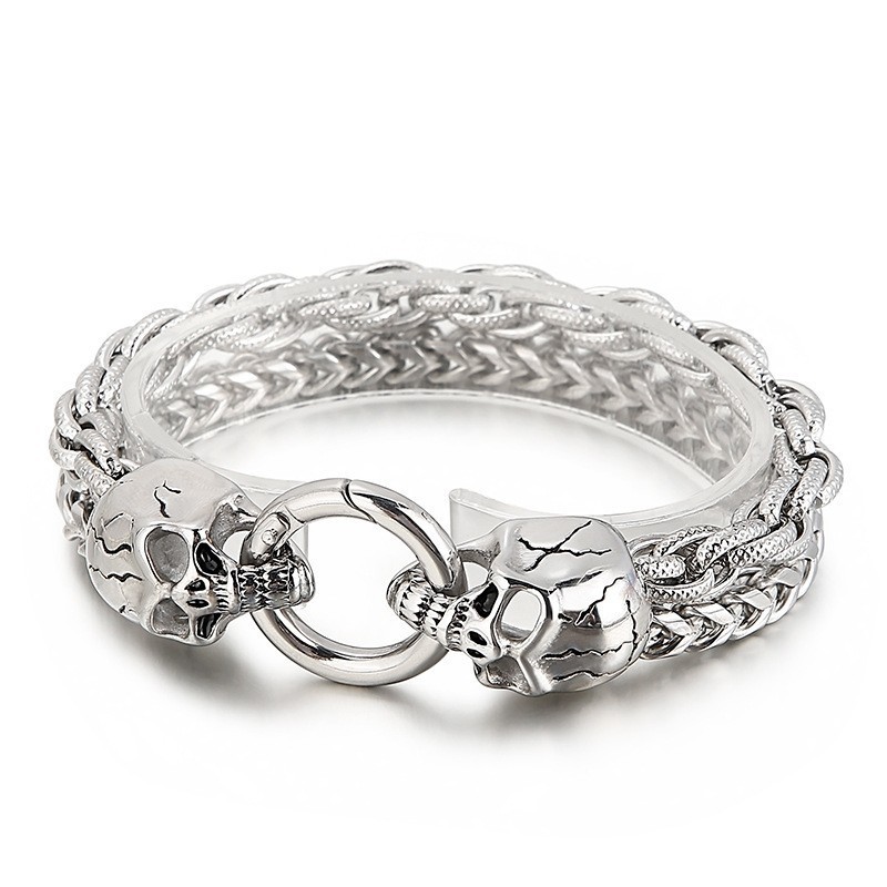 Bracciale In Titanio Con Teschio, Stile Chic E Alla Moda, Per Uomo Bracciale In Titanio Con Teschio, Stile Chic E Alla Moda, Per Uomo