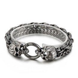 Bracciale In Titanio Con Teschio, Alla Moda E Chic, Per Uomo