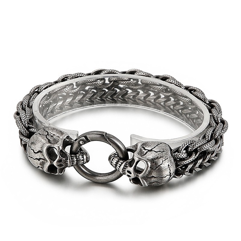 Bracciale In Titanio Con Teschio, Alla Moda E Chic, Per Uomo Bracciale In Titanio Con Teschio, Alla Moda E Chic, Per Uomo