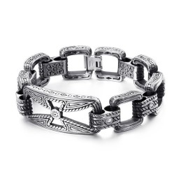 Bracciale In Titanio Cavo Con Croce Floreale Per Uomo