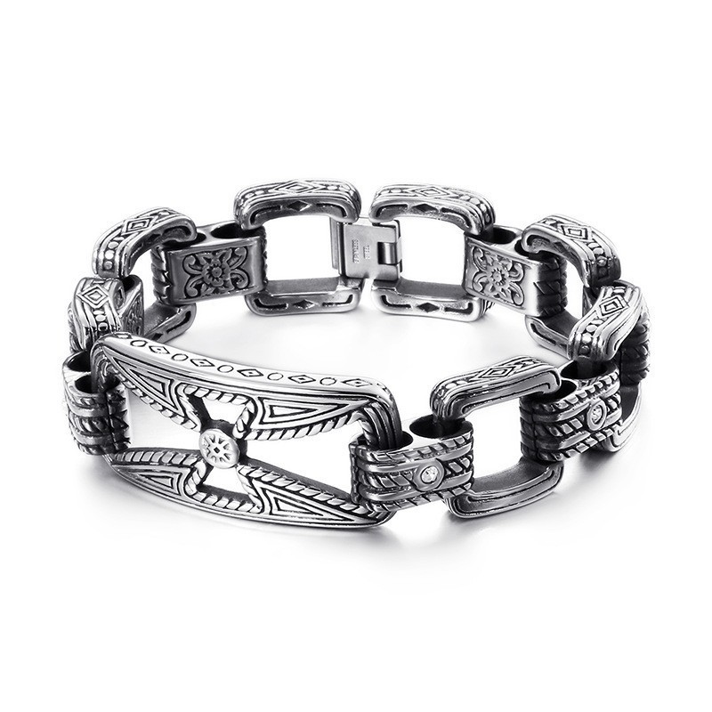 Bracciale In Titanio Cavo Con Croce Floreale Per Uomo Bracciale In Titanio Cavo Con Croce Floreale Per Uomo