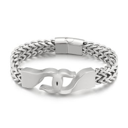 Bracciale In Titanio Con Gancio A Croce Per Uomo Con Accessori