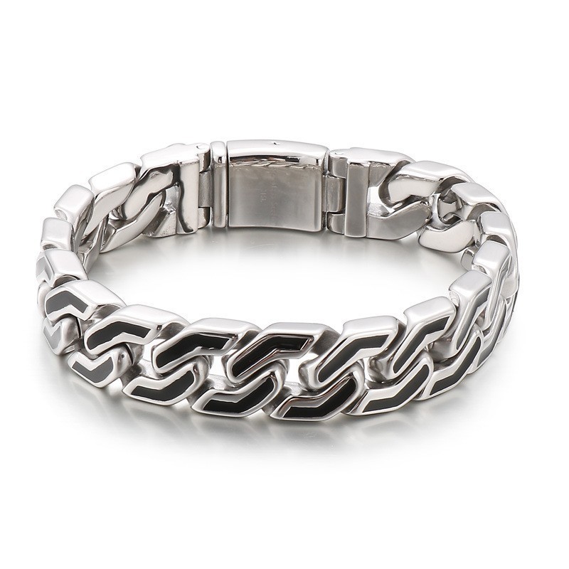 Bracciale In Titanio Con Strisce Nere Alla Moda, Stile Chic, Per Uomo Bracciale In Titanio Con Strisce Nere Alla Moda, Stile Chic, Per Uomo