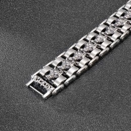 Bracciale Da Motociclista In Titanio Con Testa Di Lupo Da Uomo