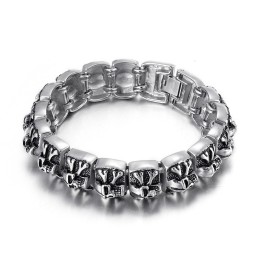 Bracciale Da Uomo In Titanio Con Teschio E Croce Fantasma