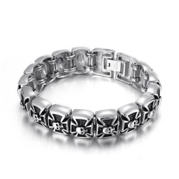 Bracciale Da Uomo In Titanio Con Teschio E Croce Fantasma