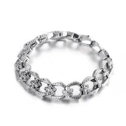 Bracciale In Titanio Con Croce E Fiore Da Uomo