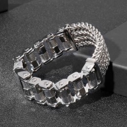 Bracciale Da Uomo In Titanio Con Cinturino In Acciaio Da Motociclista, Molto Popolare