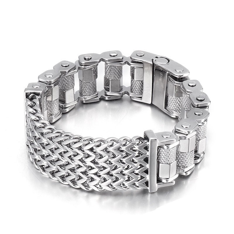 Bracciale Da Uomo In Titanio Con Cinturino In Acciaio Da Motociclista, Molto Popolare Bracciale Da Uomo In Titanio Con Cinturino In Acciaio Da Motociclista, Molto Popolare