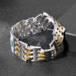 Bracciale Da Uomo Alla Moda In Titanio Con Intreccio In Oro