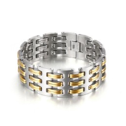 Bracciale Da Uomo Alla Moda In Titanio Con Intreccio In Oro