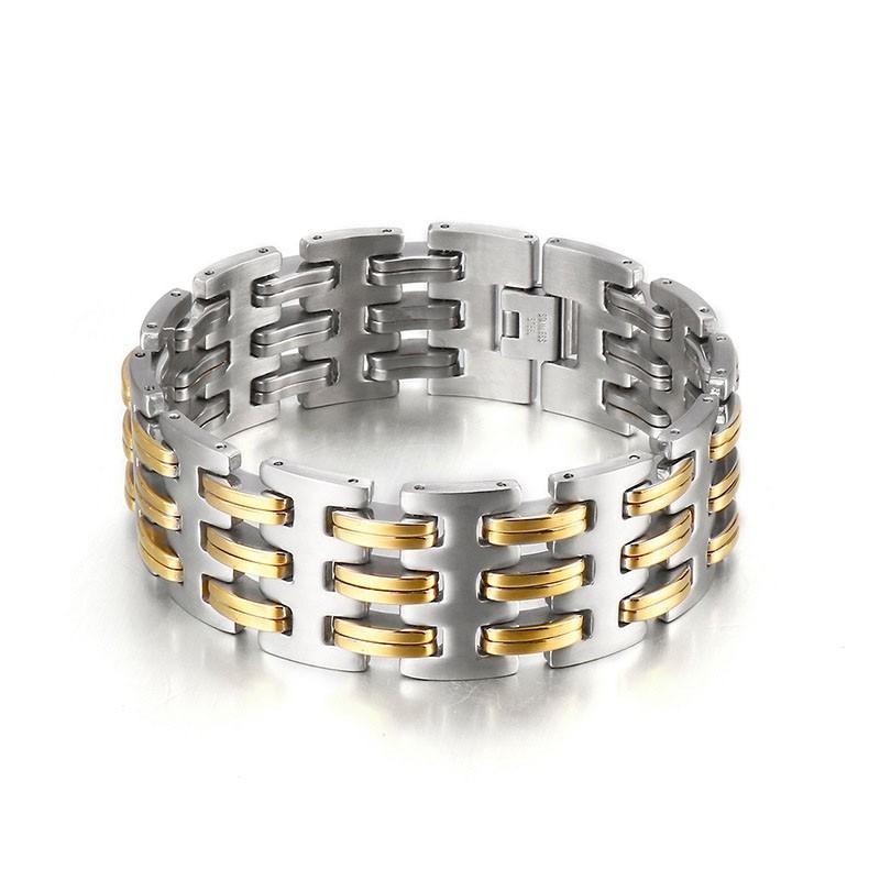 Bracciale Da Uomo Alla Moda In Titanio Con Intreccio In Oro Bracciale Da Uomo Alla Moda In Titanio Con Intreccio In Oro