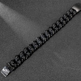 Bracciale Da Uomo In Titanio Con Doppio Teschio