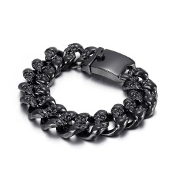 Bracciale Da Uomo In Titanio Con Doppio Teschio