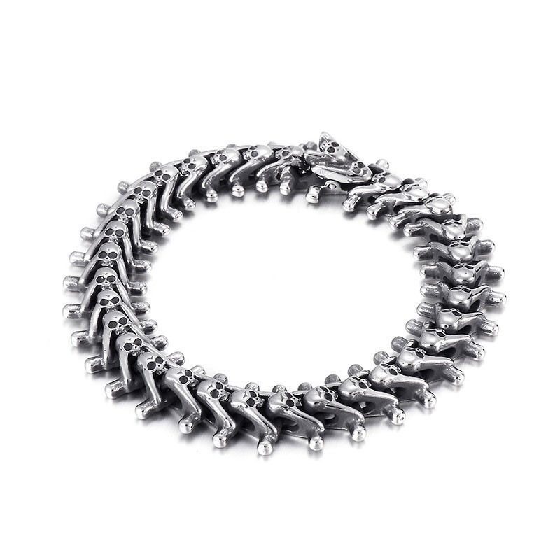 Bracciale Da Uomo In Titanio Con Piccolo Teschio Esagerato Bracciale Da Uomo In Titanio Con Piccolo Teschio Esagerato