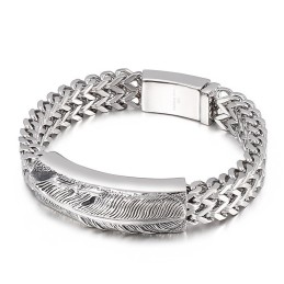 Bracciale In Titanio Con Piume Hip-Hop Da Uomo