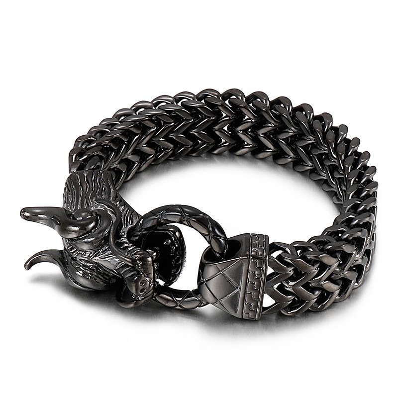 Nuovo E Fantastico Bracciale Da Uomo In Titanio Con Testa Di Drago Nuovo E Fantastico Bracciale Da Uomo In Titanio Con Testa Di Drago