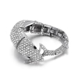 Bracciale Da Uomo In Titanio Con Diamanti E Motivo Delfino Alla Moda