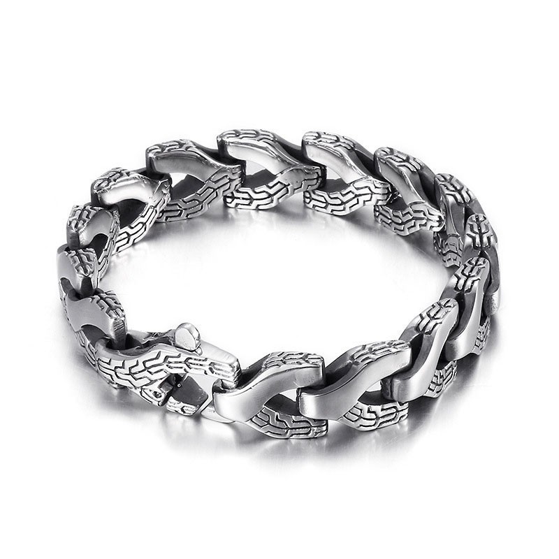 Bracciale Da Uomo In Titanio Con Osso Di Drago In Stile Cool Chic Bracciale Da Uomo In Titanio Con Osso Di Drago In Stile Cool Chic