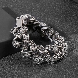 Bracciale Stereoscopico Da Uomo In Titanio Con Teschio Pesante E Fantastico