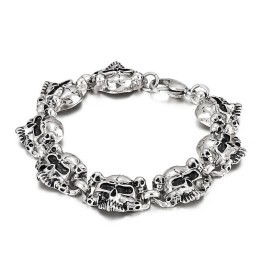 Bracciale Da Uomo In Titanio Con Testa Di Teschio E Fantasma, Molto Popolare Alla Moda