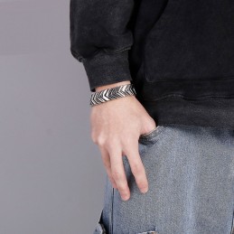 Bracciale In Titanio Con Osso Di Serpente, Stile Chic, Da Uomo, Ideale Come Regalo