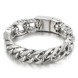 Bracciale Da Uomo In Titanio Con Perline Rotonde Alla Moda E Stile Chic