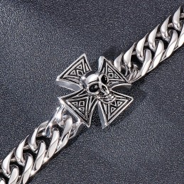 Bracciale Con Teschio E Croce Da Uomo