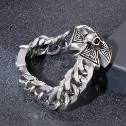 Bracciale Con Teschio E Croce Da Uomo