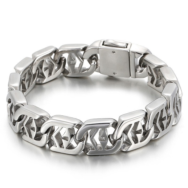 Bracciale Da Uomo In Titanio Stile Cross Hollow Chic Bracciale Da Uomo In Titanio Stile Cross Hollow Chic