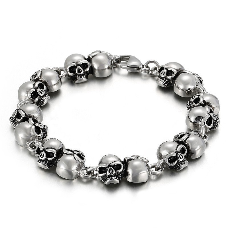 Bracciale Da Uomo Alla Moda Con Teschio In Titanio Bracciale Da Uomo Alla Moda Con Teschio In Titanio