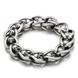 Bracciale Da Uomo Alla Moda Con Teschio In Titanio