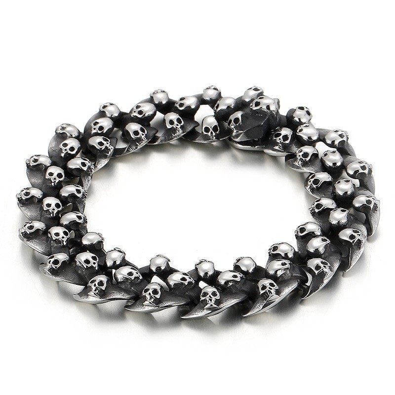 Bracciale Da Uomo Alla Moda Con Teschio In Titanio Bracciale Da Uomo Alla Moda Con Teschio In Titanio