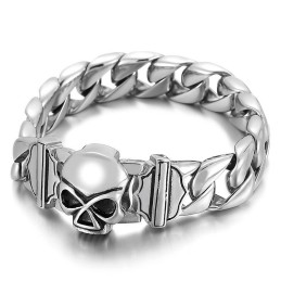 Bracciale In Titanio Da Uomo Con Teschio Alla Moda