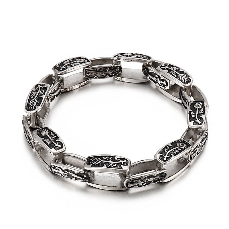 Bracciale In Titanio Con Motivo Hipster, Accessorio Di Moda Maschile Bracciale In Titanio Con Motivo Hipster, Accessorio Di Moda Maschile