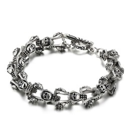 Bracciale In Titanio Fuso Con Testa Di Fantasma E Teschio Da Uomo Chic