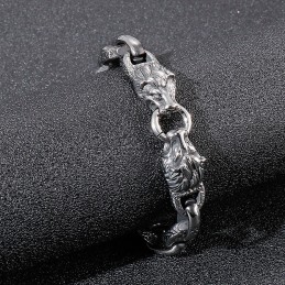 Bracciale Da Uomo Con Testa Di Leone, In Titanio, Con Catena A Forma Di Giorno, Accessori Da Palcoscenico