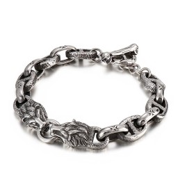 Bracciale Da Uomo Con Testa Di Leone, In Titanio, Con Catena A Forma Di Giorno, Accessori Da Palcoscenico