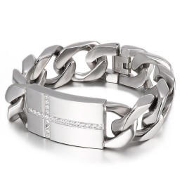 Bracciale Tide Da Uomo Alla Moda In Titanio Con Croce