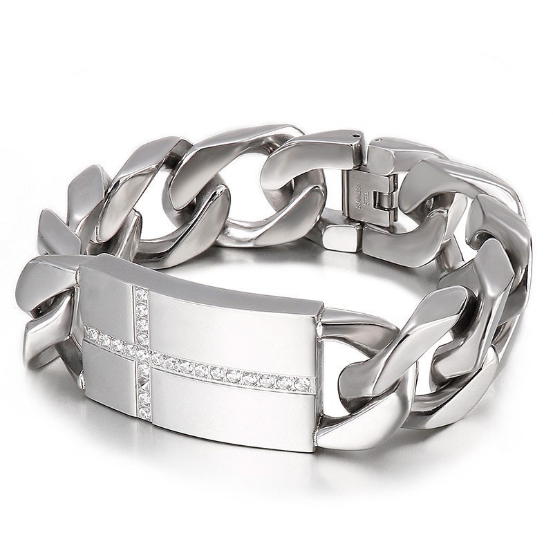 Bracciale Tide Da Uomo Alla Moda In Titanio Con Croce Bracciale Tide Da Uomo Alla Moda In Titanio Con Croce