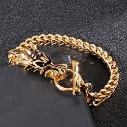 Bracciale In Titanio Con Testa Di Drago Di Fashion Street