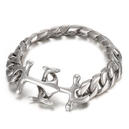 Bracciale Da Uomo In Titanio Con Ancora A Forma Di Barca A Vento