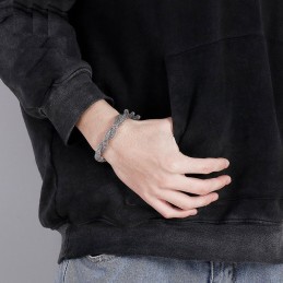 Bracciale A Catena In Titanio Con Osso Di Serpente Da Uomo